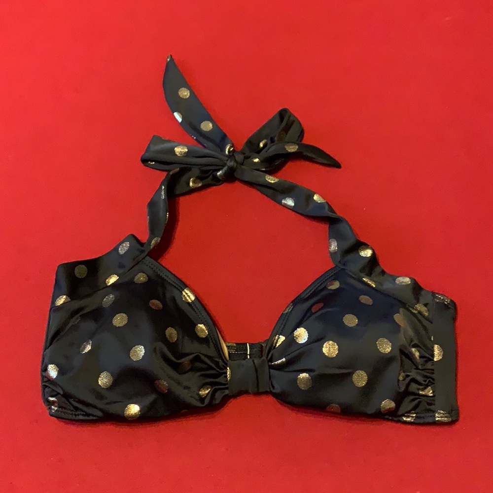 Black & Gold Polka Dot Bikini Top size 12